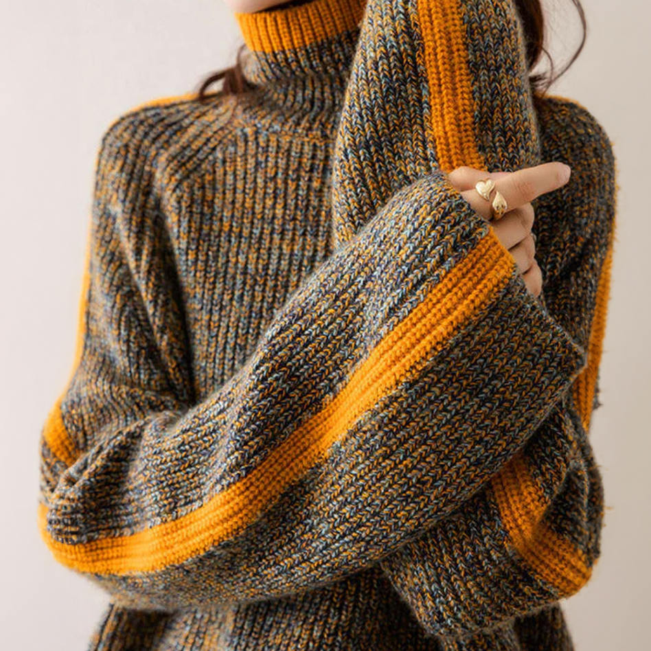 Lada™ Turtleneck Sweater i Stickat & Kashmir